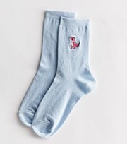 New Look Pale Blue Dinosaur Embroidered Socks